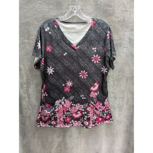 Floral Top‎ Women's XL (estimated) Dark Pockets Casual